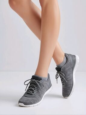 Fila Womens Memory Foam Running Sneakers Charcoal Grey White Size 8